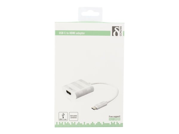 DELTACO USBC-HDMI1 - Extern videoadapter - USB-C 3.1 - HDMI - vit