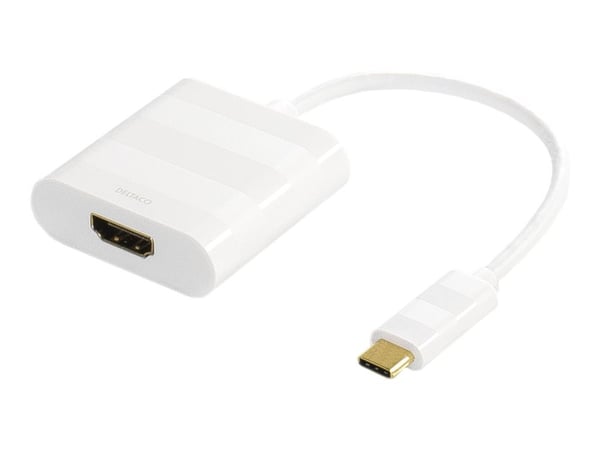 DELTACO USBC-HDMI1 - Extern videoadapter - USB-C 3.1 - HDMI - vit