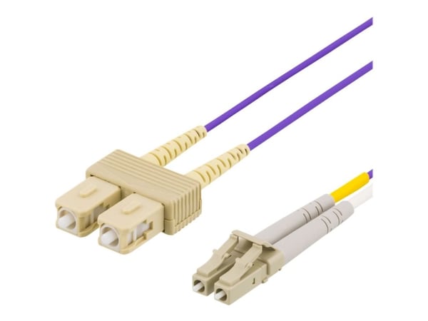 DELTACO LCSC-702 - Nettverkskabel - LC multimodus (hann) til ST flermodus (hann) - 2 m - 2 m - fiberoptisk - 50 / 125 mikroner - OM4 - purpur