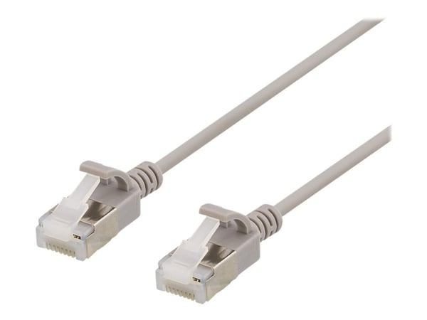DELTACO - Koblingskabel - RJ-45 (hann) til RJ-45 (hann) - 50 cm - U/FTP - CAT 6a - halogenfri, formstøpt, uten hindringer - grå