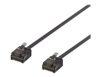 DELTACO - Koblingskabel - RJ-45 (hann) til RJ-45 (hann) - 15 cm - UTP - CAT 6a - flat - svart