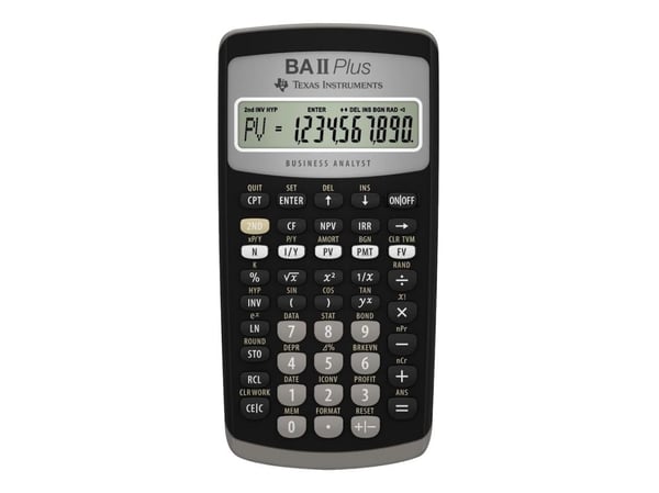 Finansregner Texas BA-II Plus, sort, 10 cifre
