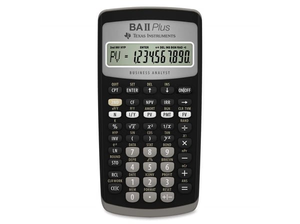Finansregner Texas BA-II Plus, sort, 10 cifre