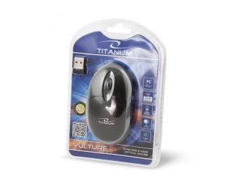 Titanum VULTURE - Mus - optisk - 3 knapper - trådløs - 2.4 GHz - USB trådløs mottaker - grå