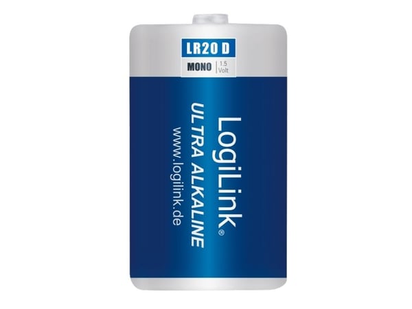 LogiLink LR20B2, Engangsbatteri, D, Alkalinsk, 1,5 V, 2 stykker, 10200 mAh