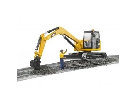BRUDER Cat Mini Excavator with worker, Kaivinkoneen pienoismalli, Muovi