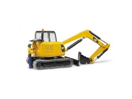 BRUDER Cat Mini Excavator with worker, Kaivinkoneen pienoismalli, Muovi
