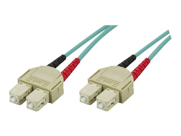 DELTACO - Nettverkskabel - SC flermodus (hann) til SC flermodus (hann) - 10 m - 10 m - fiberoptisk - 50 / 125 mikroner - OM3