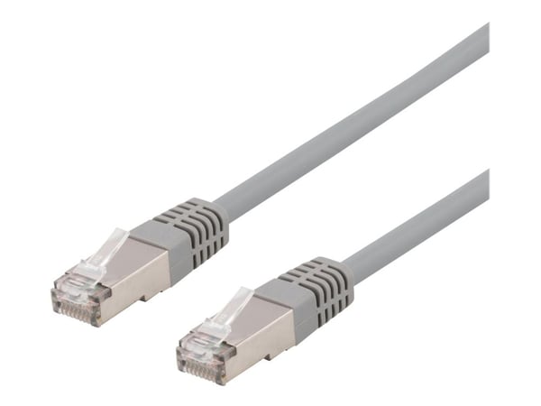 DELTACO - Koblingskabel - RJ-45 (hann) til RJ-45 (hann) - 1 m - foliebelagt uskjermet tvinnet kabelpar (F/UTP) - CAT 6a - halogenfri, formstøpt - grå