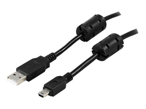 USB 2.0 kaapeli TypeA Type MiniB ferriittivärit 2m musta