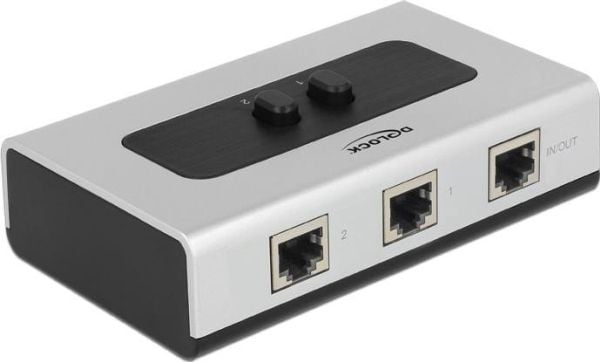 Delock Switch RJ45 10/100/1000 2 port manual bidirectional - Switch - 2 x 10/100/1000 - stasjonær