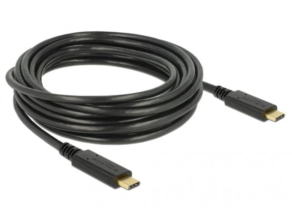 Delock - USB-kabel - USB-C (hann) til USB-C (hann) - USB 2.0 - 5 A - 4 m - svart