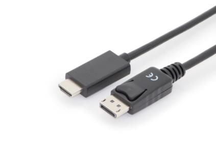 ASSMANN - Adapterkabel - DisplayPort hann låsing til HDMI hann - 1 m - trippel beskyttelse - svart - formstøpt, 4K-støtte, smekklås