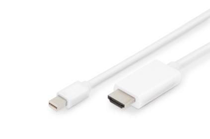 ASSMANN - Adapterkabel - Mini DisplayPort hann til HDMI hann - 2 m - trippel beskyttelse - hvit - formstøpt, 4K-støtte