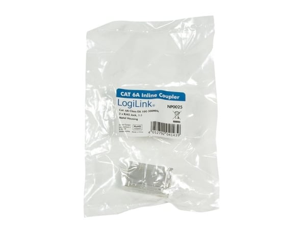 LogiLink NP0025, Flat, Metallisk, RJ-45, Hunkjønn, 10GBase-T, Cat6a