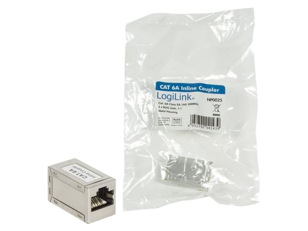 LogiLink NP0025, Flat, Metallisk, RJ-45, Hunkjønn, 10GBase-T, Cat6a