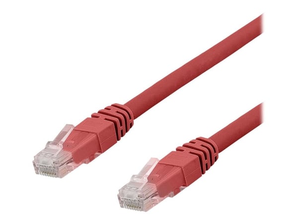 DELTACO TP-63RAU - Koblingskabel - RJ-45 (hann) til RJ-45 (hann) - UTP - CAT 6a - halogenfri, formstøpt - rød