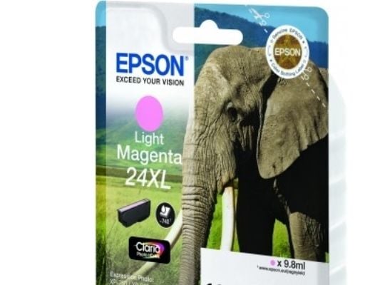 Epson Elephant Yksittäispakkaus, vaalea magenta 24XL Claria Photo HD -muste, Korkea (XL) värintuotto, Väriainepohjainen muste, 9,8 ml, 740 sivua, 1...