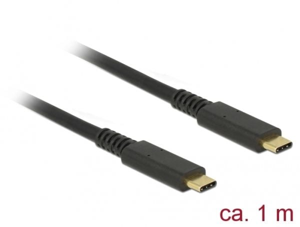 Delock - USB-kabel - USB-C (hann) til USB-C (hann) - USB 3.1 Gen 2 - 3 A - 1 m - svart