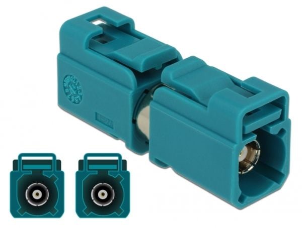 Delock - Antenneadapter - FAKRA Z-kobling (hunn) til FAKRA Z-kobling (hunn) - RAL 5021, vannblå