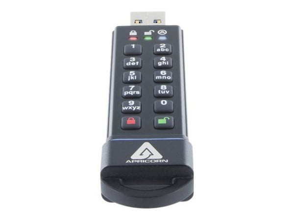 Apricorn Aegis Secure Key 3.0, 30 GB, USB A-tyyppi, 3.2 Gen 1 (3.1 Gen 1), 195 MB/s, Suojus, Musta