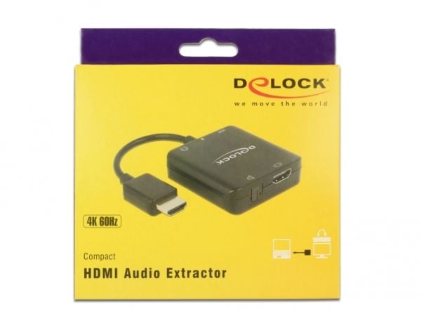 DeLOCK HDMI Audio Extractor 4K 60 Hz kompakt - HDMI lydsignal utvinning - svart