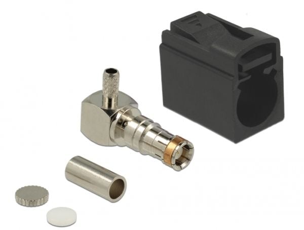 DeLOCK 89713, FAKRA A, Hanstik, 90°, Guld, Sort, Rustfrit stål, Messing, Kobber, Nikkel, Plast, Plast
