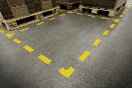 Gulvmarkering T-form Duraline Strong 100x0,7x150 mm gul - (10 stk.)