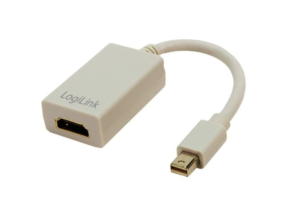 LogiLink Mini DisplayPort / HDMI-sovitin, 0,1 m, HDMI Type A (Standard), Mini DisplayPort, Hanstik, Hunstik, Grå