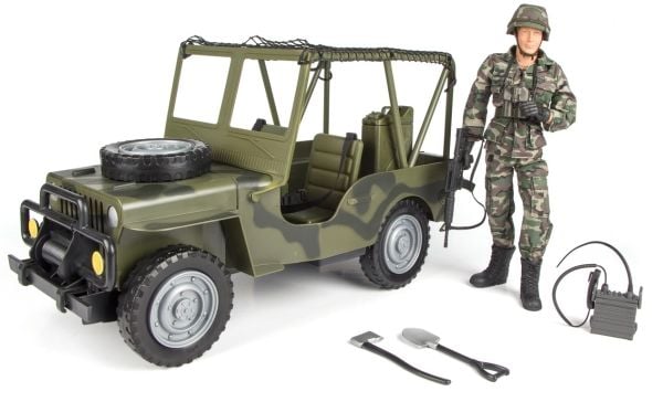 Militær Firehjulstrækker 1:6 Desert med Action Figur 30,5cm