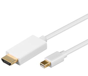 Goobay 1m Mini DisplayPort / HDMI Cable, 1 m, Mini DisplayPort, HDMI, Gull, Hvit, Hankjønn/hankjønn