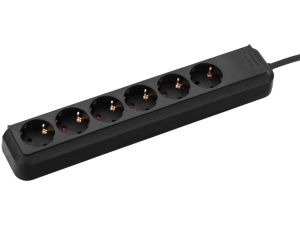 Brennenstuhl Eco-Line, 6 AC-pistorasia(a), Tyyppi H, Musta, 1,5 m, 330 mm, 350 mm