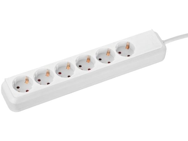 Brennenstuhl Eco-Line, 6 AC-pistorasia(a), Tyyppi H, Valkoinen, 1,5 m, 330 mm