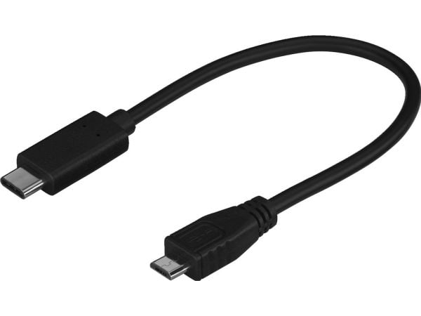 Goobay 67895, 0,2 m, Micro-USB B, USB C, USB 2.0, 0,48 Gbit/s, Sort