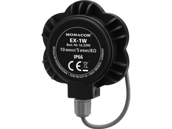 Monacor EX-1W exciter-høyttaler 10 W 8 O sort/sølv (1 stk.)