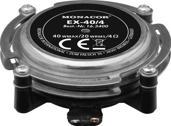 Monacor EX-40/4 exciter-høyttaler 40 W 4 O metall sort 1 stk