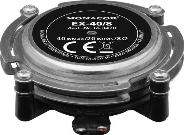 Monacor EX-40/8 eksitert/høyttaler 40 W 8 Ohm metall, sort (1 stk)