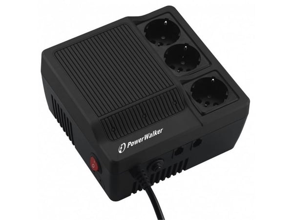 PowerWalker AVR 600 - Automatisk strømregulator - AC 220/230/240 V - 360 Watt - 600 VA - output-stikforbindelser: 3 - lajittelu