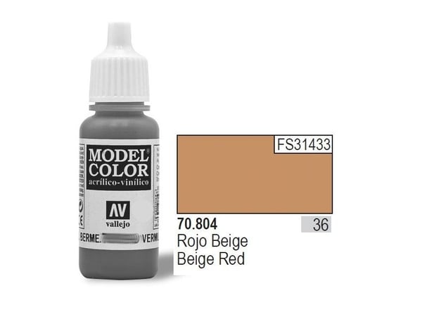 Vallejo 70.804, 17 ml, Beige, Rød, Matte, Flaske