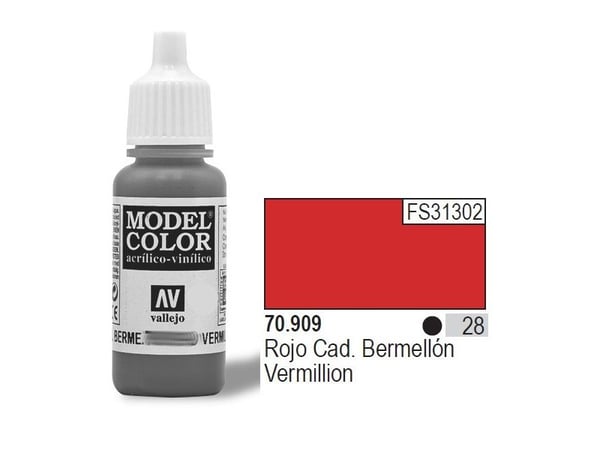 Vallejo 70.909, 17 ml, Vermilion, Matte, Flaske