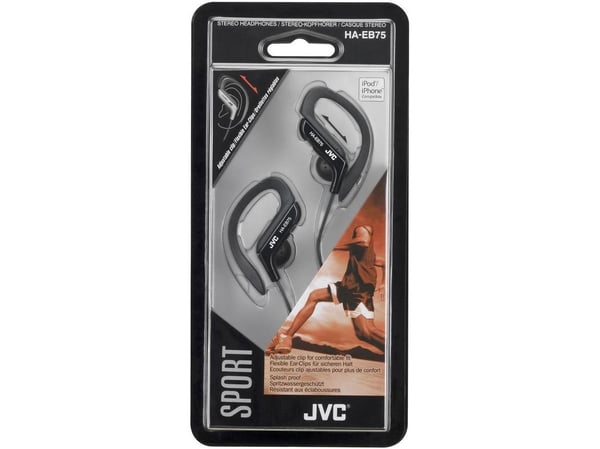 JVC HA-EB75 - Ørepropper - i øret - over-øret-montering - kablet - 3,5 mm jakk - svart