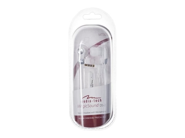 Media-Tech MAGICSOUND DS-2 MT3556 - Hörlurar med mikrofon - inuti örat - kabelansluten - vit