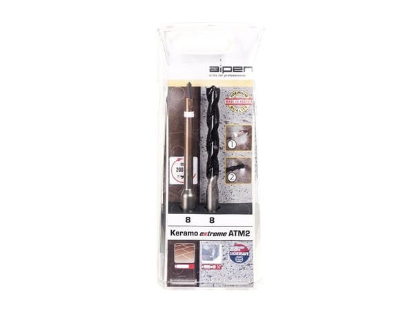 Alpen 300082100 glass- og flisboringsett 2 deler 8 mm 1/4 (6,3 mm) sylinderskaft, 1 sett