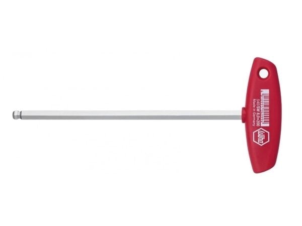 Wiha 04099, Hex-nøkkel med T-grep, Metrisk, 1 stykker, T-håndtak uten kort arm, Plastikk, Kromvanadiumstål