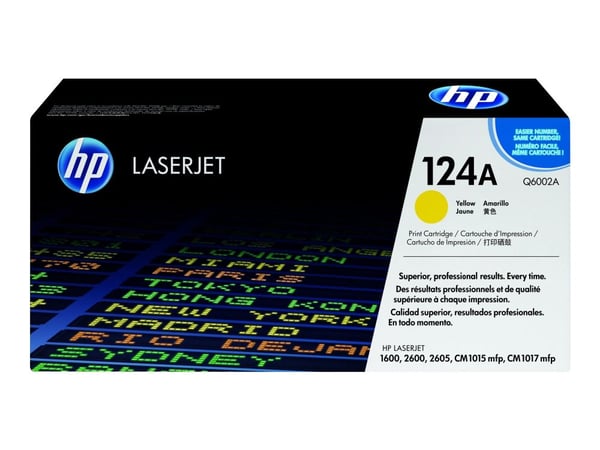 HP 124A - Gul - alkuperäinen - LaserJet - tonerpatron (Q6002A) - Color LaserJet 1600, 2600n, 2605, 2605dn, 2605dtn, 2605dtn, CM1015 MFP, CM1017 MFP...