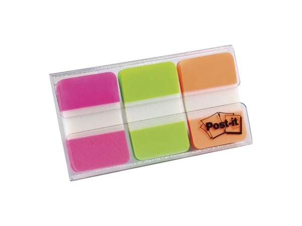 Post-it Index 686-PGO - Lapper med dispenser - 25.4 x 38 mm - 66 ark (3 x 22) - rosa, grønn, oransje
