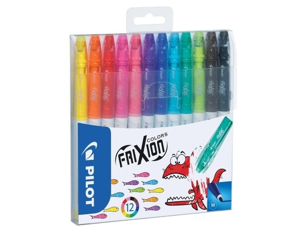 Pilot FriXion Colors fiberpen - med 12 stk. ass. farver