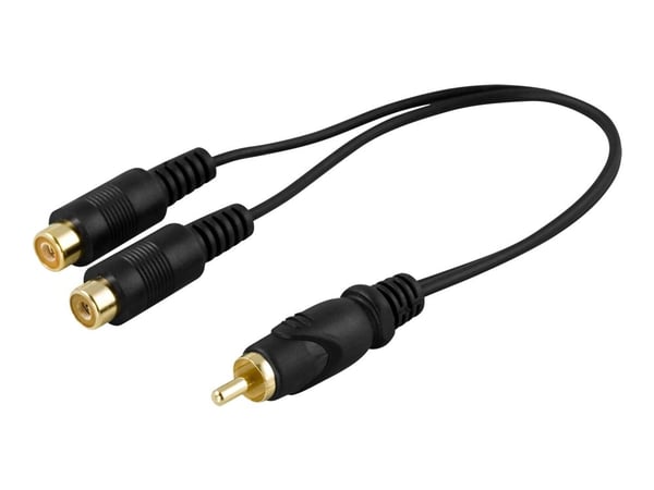 DELTACO - Videosplitter - RCA hann til RCA hunn - 15 cm - svart - formstøpt