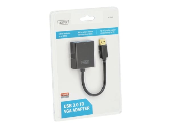 DIGITUS USB 3.0 to VGA Adapter - Ekstern videoadapter - USB 3.0 - VGA - svart