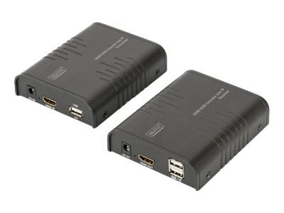 Digitus DS-55202, Lähetin & vastaanotin, Langallinen, 80 m, Cat5, Cat5e, Cat6, 1920 x 1080 pikseliä, Musta